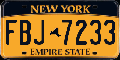 NY license plate FBJ7233