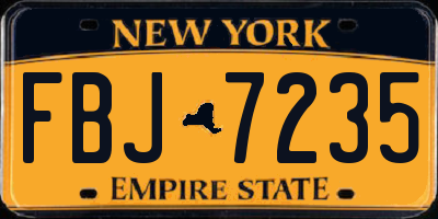 NY license plate FBJ7235