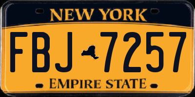 NY license plate FBJ7257
