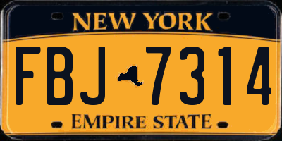 NY license plate FBJ7314