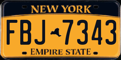 NY license plate FBJ7343