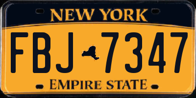 NY license plate FBJ7347