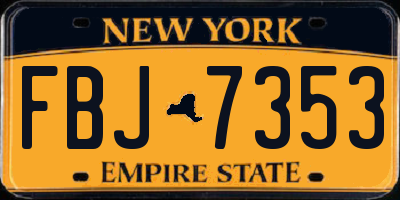 NY license plate FBJ7353