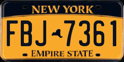 NY license plate FBJ7361