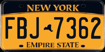 NY license plate FBJ7362