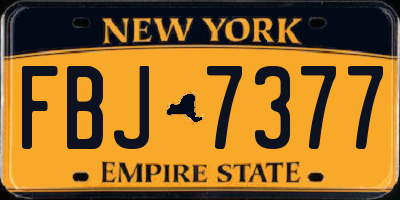 NY license plate FBJ7377