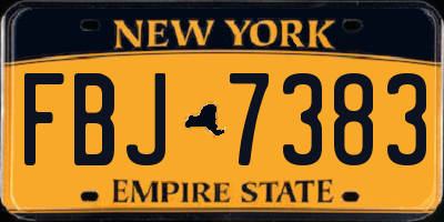NY license plate FBJ7383