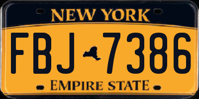 NY license plate FBJ7386