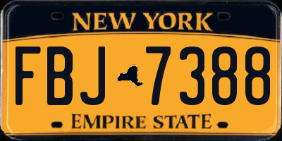 NY license plate FBJ7388