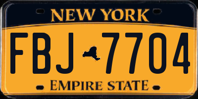 NY license plate FBJ7704