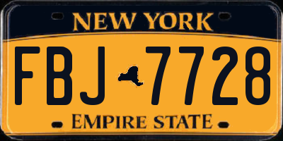 NY license plate FBJ7728