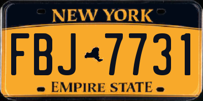 NY license plate FBJ7731