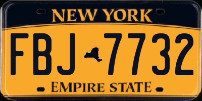 NY license plate FBJ7732