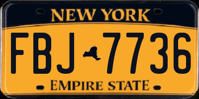 NY license plate FBJ7736
