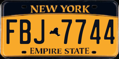 NY license plate FBJ7744