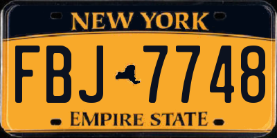 NY license plate FBJ7748