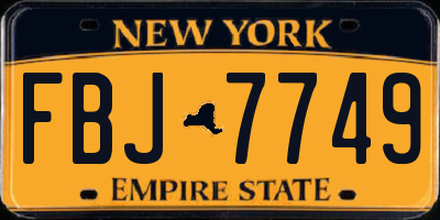 NY license plate FBJ7749