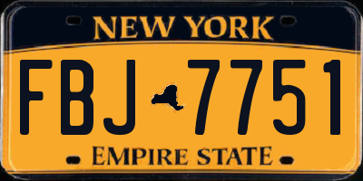 NY license plate FBJ7751