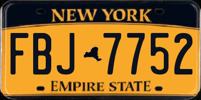 NY license plate FBJ7752