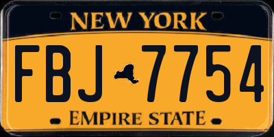 NY license plate FBJ7754