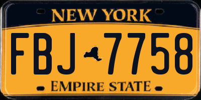 NY license plate FBJ7758