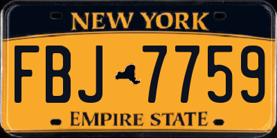 NY license plate FBJ7759
