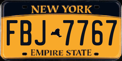 NY license plate FBJ7767