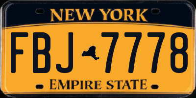 NY license plate FBJ7778