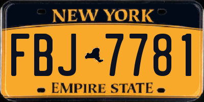 NY license plate FBJ7781