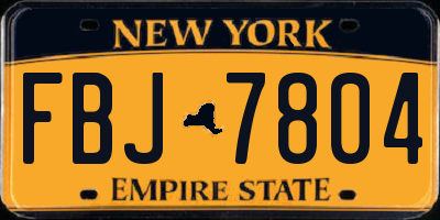 NY license plate FBJ7804