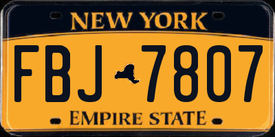 NY license plate FBJ7807