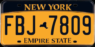 NY license plate FBJ7809