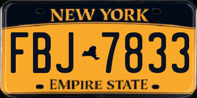 NY license plate FBJ7833