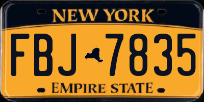 NY license plate FBJ7835