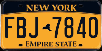 NY license plate FBJ7840