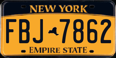 NY license plate FBJ7862