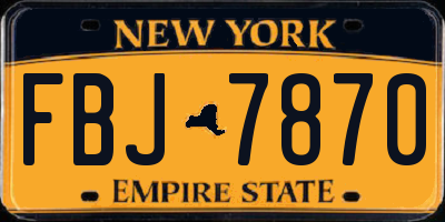 NY license plate FBJ7870