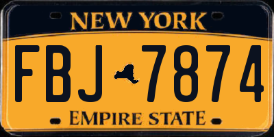 NY license plate FBJ7874