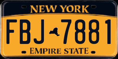 NY license plate FBJ7881