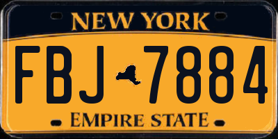 NY license plate FBJ7884