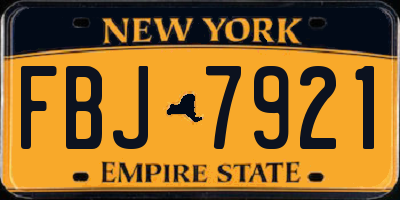 NY license plate FBJ7921