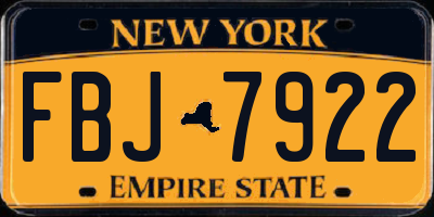 NY license plate FBJ7922