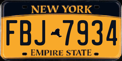 NY license plate FBJ7934