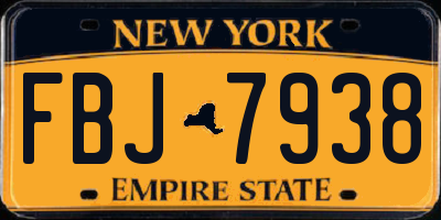 NY license plate FBJ7938