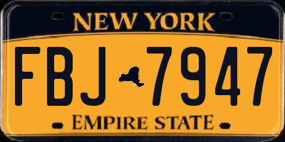 NY license plate FBJ7947