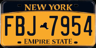 NY license plate FBJ7954