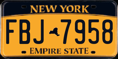NY license plate FBJ7958