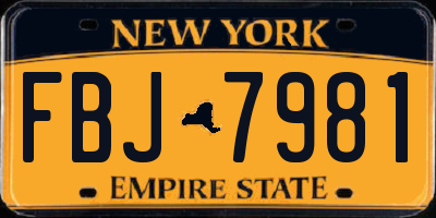 NY license plate FBJ7981