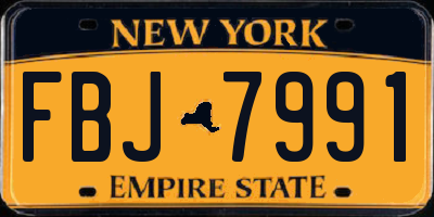 NY license plate FBJ7991