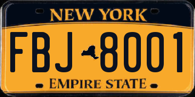 NY license plate FBJ8001